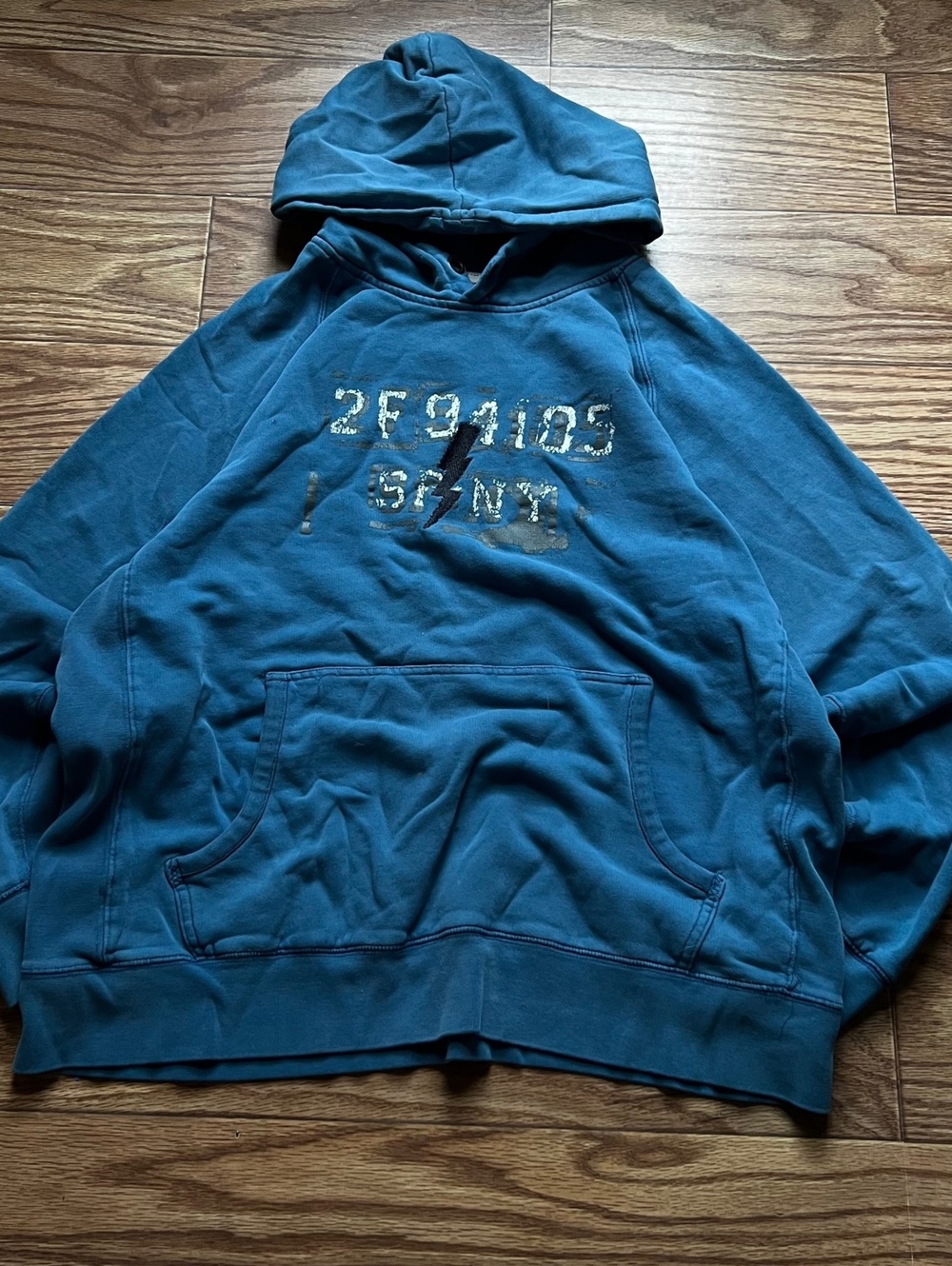 y2k skater faded blue pullover hoodie surf grunge